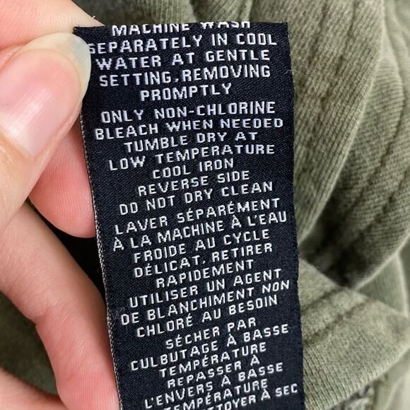 7 For All Mankind Green Ruffled Shoulder Cropped Sweatshirt - Picture 6 of 8